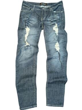 Danesi Women's Distressed Grunge Y2K Tapered Leg Dark Wash Size 9